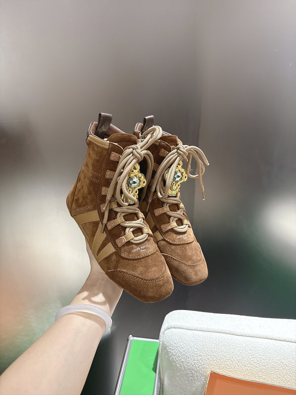LV Sneakerina Ankle Boots Brown Suede Leather 999362