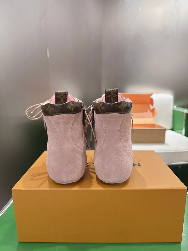 LV Sneakerina Ankle Boots Pink Suede Leather 999361