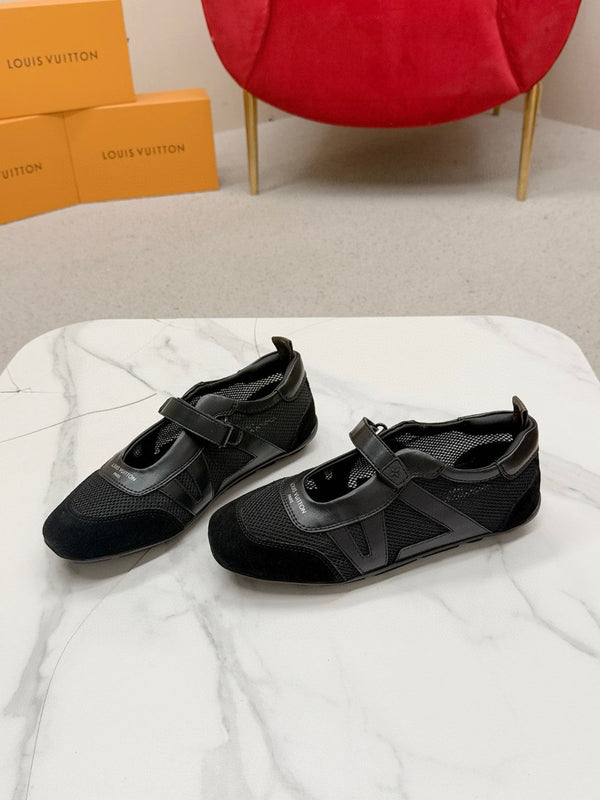 LV Sneakerina Mary Jane Black Mesh Suede 997517