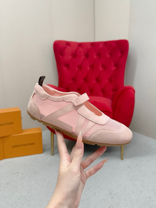 LV Sneakerina Mary Jane Pink Mesh Suede 997516