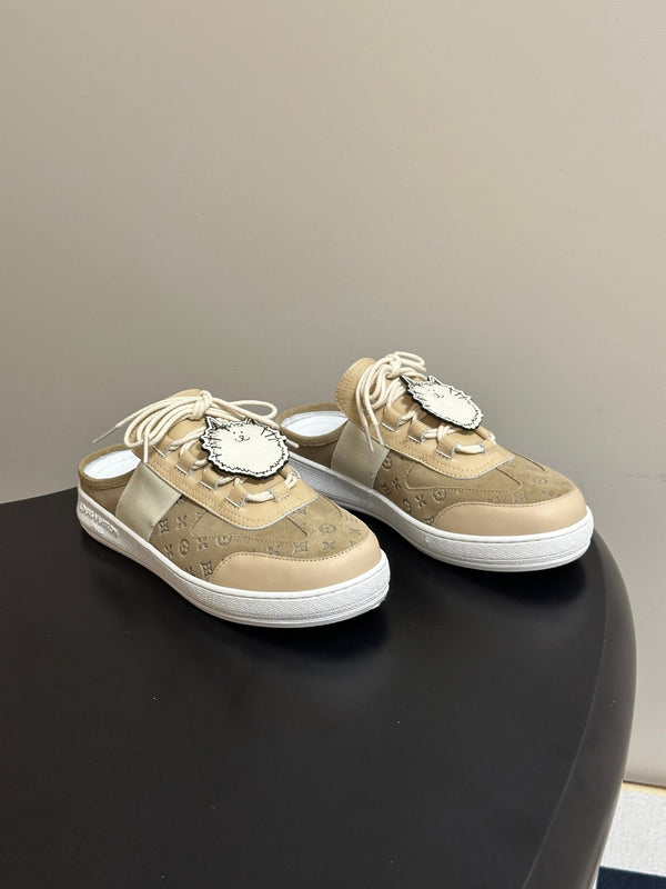 LV Lous Open-Back Sneaker Mules Beige Suede 993614