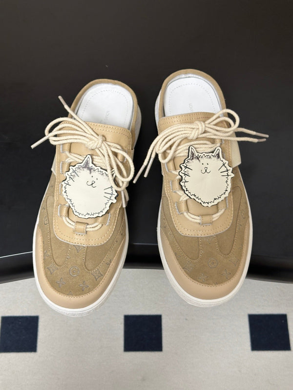 LV Lous Open-Back Sneaker Mules Beige Suede 993614