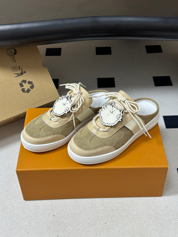 LV Lous Open-Back Sneaker Mules Beige Suede 993614