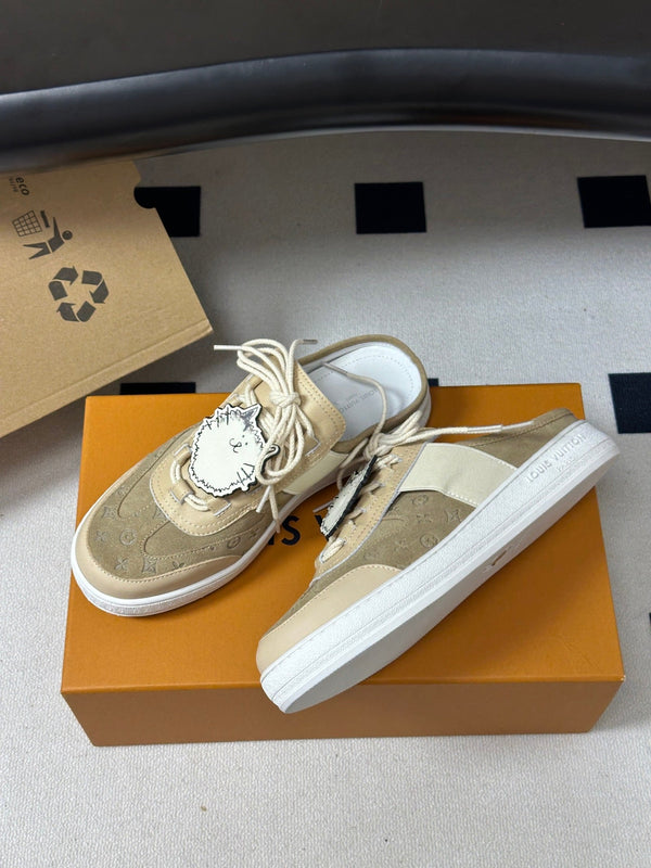 LV Lous Open-Back Sneaker Mules Beige Suede 993614
