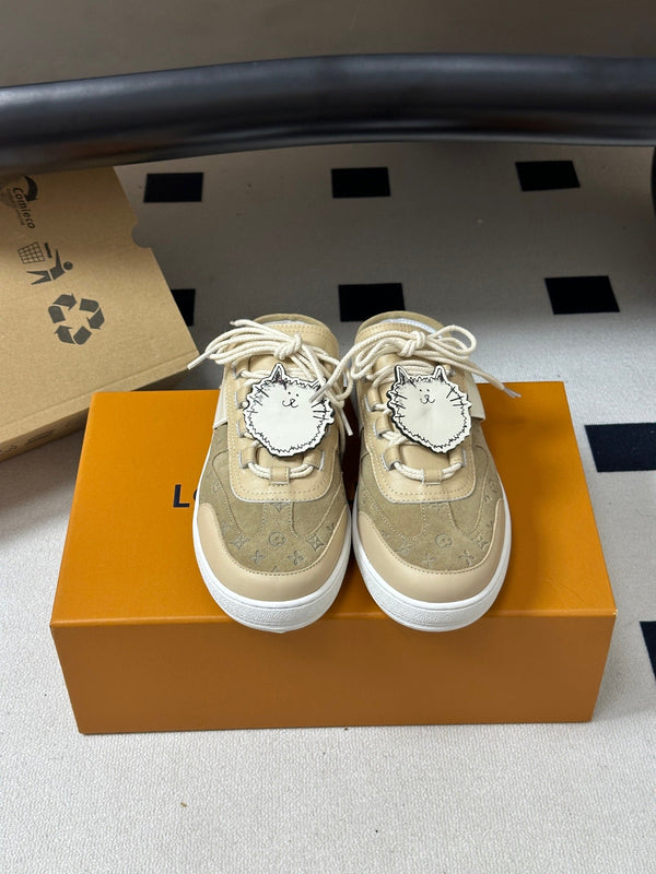 LV Lous Open-Back Sneaker Mules Beige Suede 993614