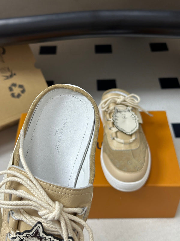 LV Lous Open-Back Sneaker Mules Beige Suede 993614