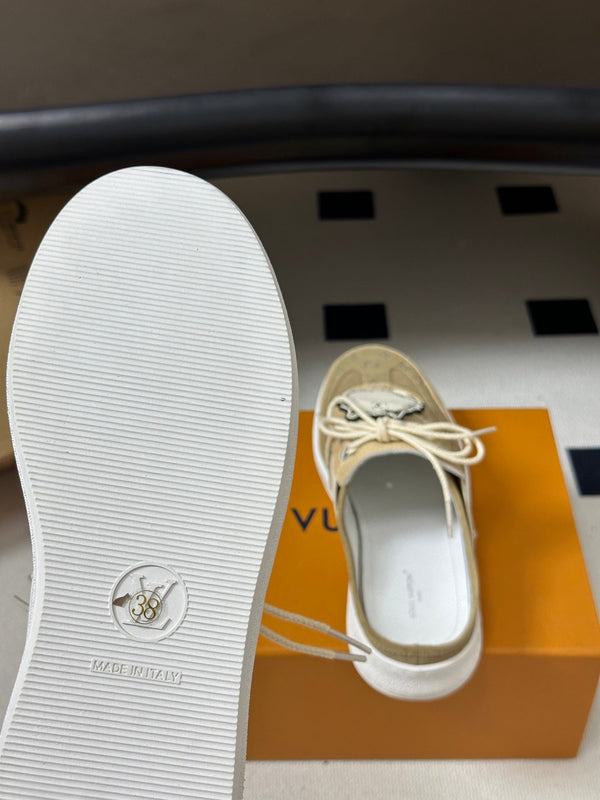 LV Lous Open-Back Sneaker Mules Beige Suede 993614