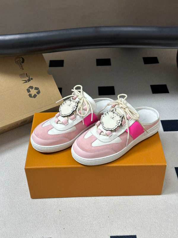 LV Lous Open-Back Sneaker Mules Pink Suede 993613