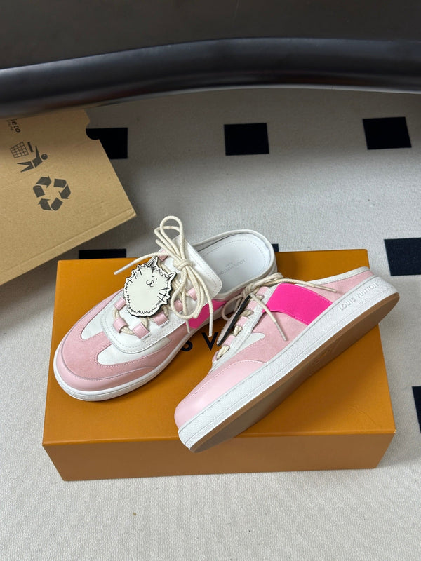 LV Lous Open-Back Sneaker Mules Pink Suede 993613