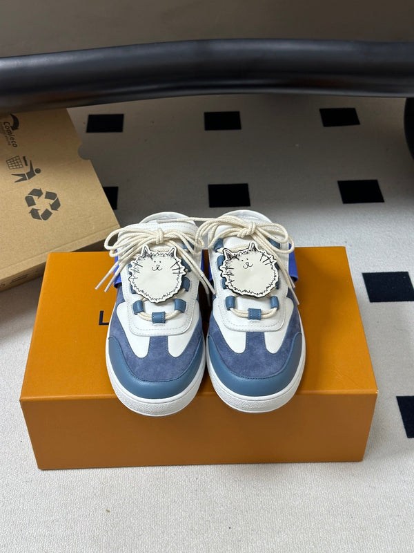 LV Lous Open-Back Sneaker Mules Blue Suede 993612