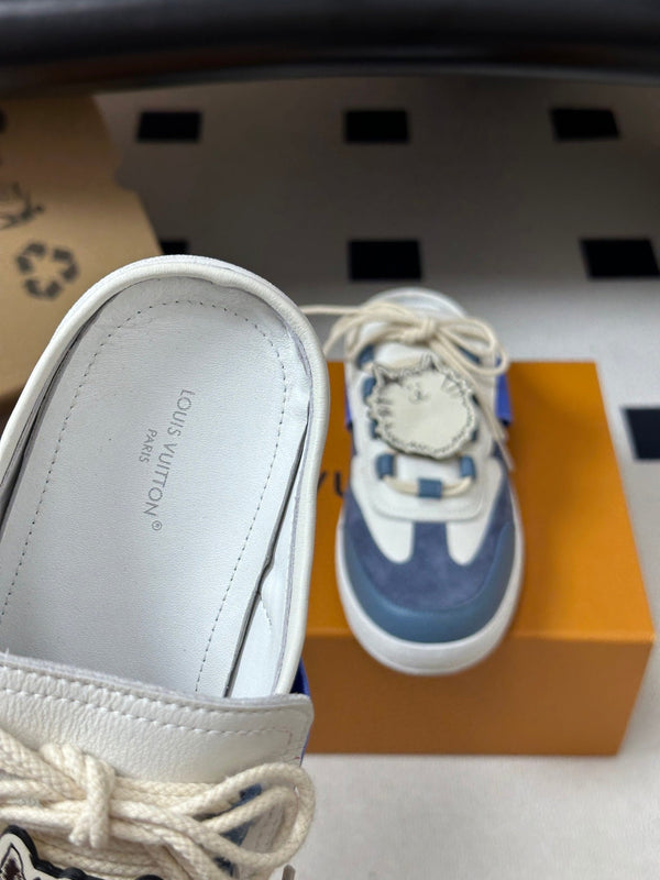 LV Lous Open-Back Sneaker Mules Blue Suede 993612