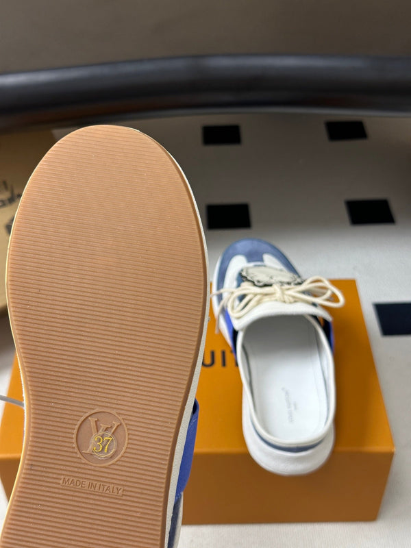 LV Lous Open-Back Sneaker Mules Blue Suede 993612