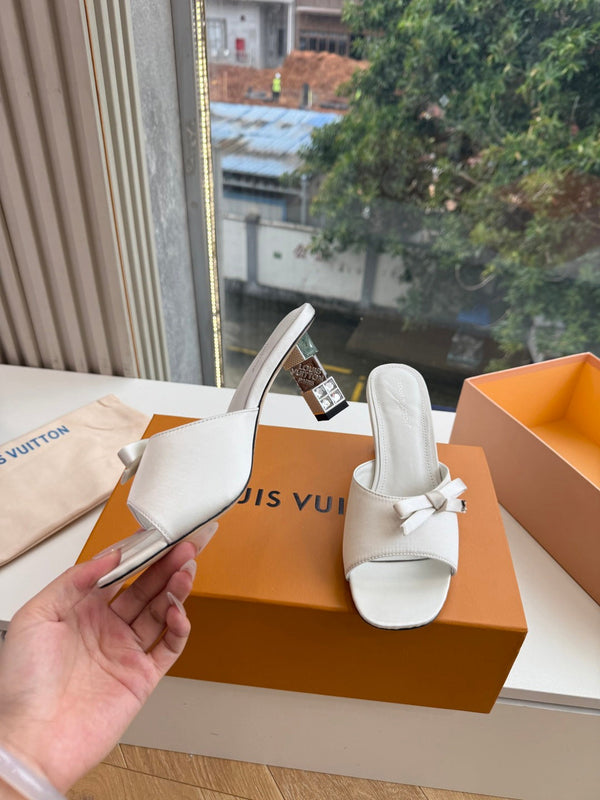 LV Cube Mules Bow White Satin 993696