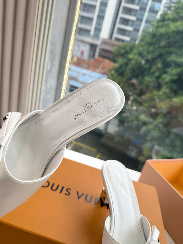 LV Cube Mules Bow White Satin 993696
