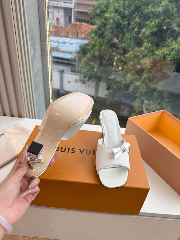 LV Cube Mules Bow White Satin 993696