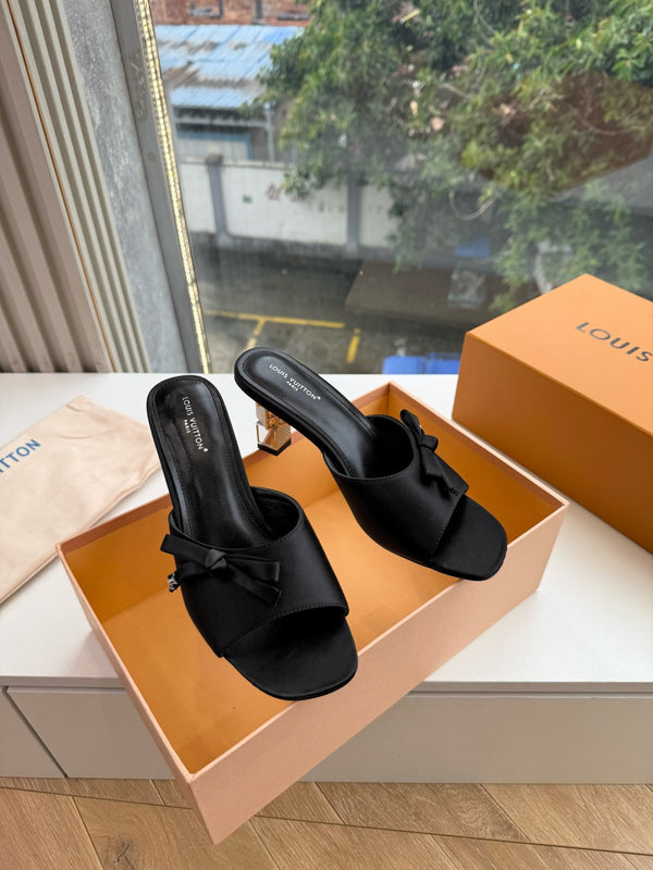 LV Cube Mules Bow Black Satin 993693