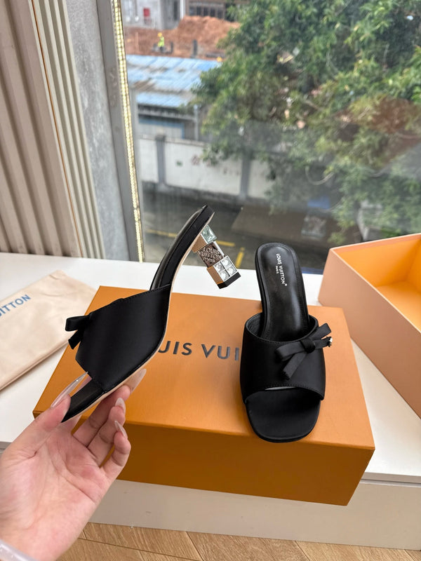 LV Cube Mules Bow Black Satin 993693