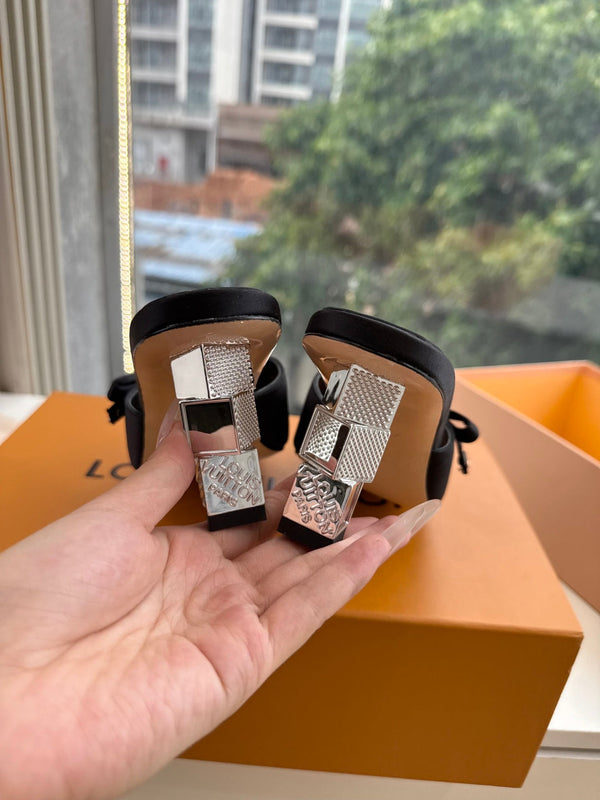 LV Cube Mules Bow Black Satin 993693
