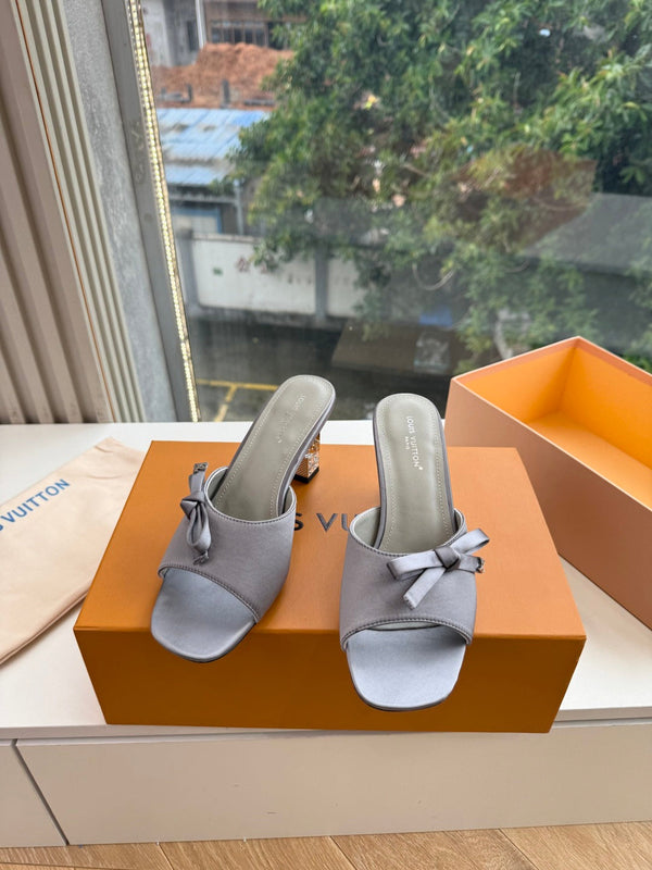 LV Cube Mules Bow Grey Satin 993692