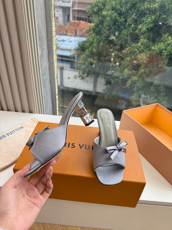 LV Cube Mules Bow Grey Satin 993692