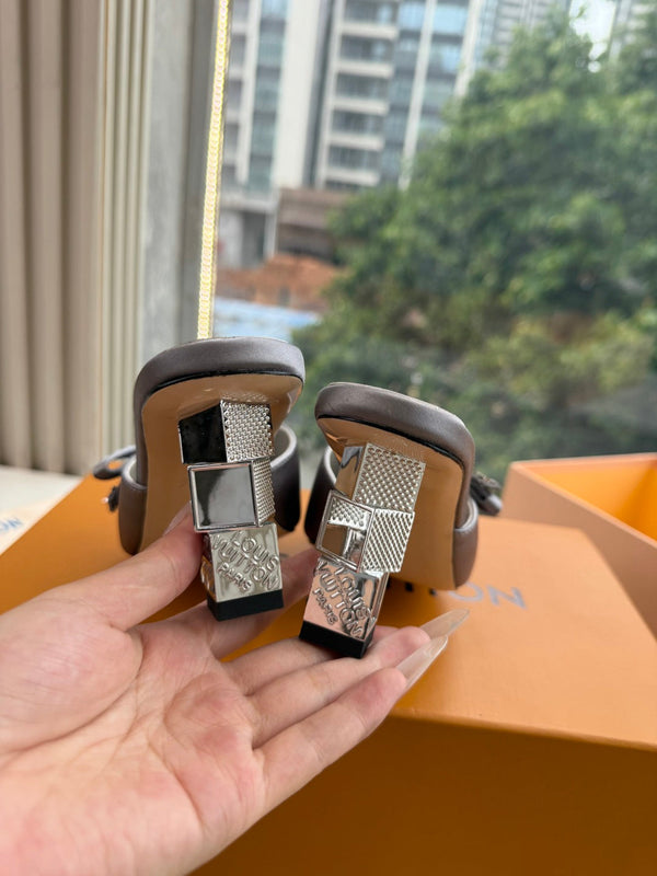 LV Cube Mules Bow Grey Satin 993692