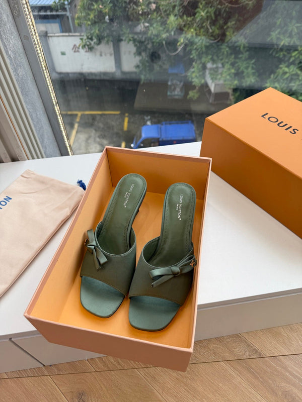 LV Cube Mules Bow Green Satin 993691