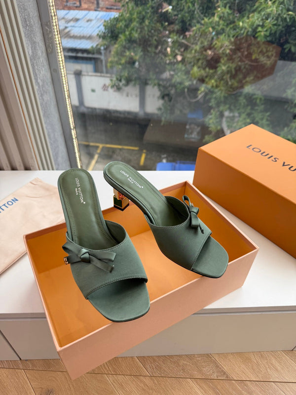 LV Cube Mules Bow Green Satin 993691