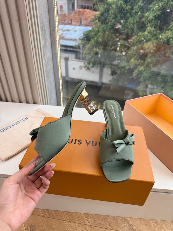 LV Cube Mules Bow Green Satin 993691
