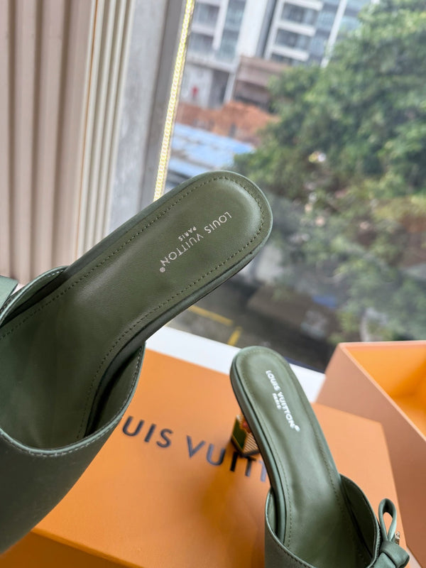 LV Cube Mules Bow Green Satin 993691