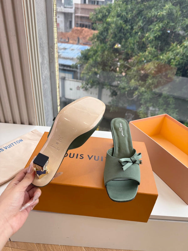 LV Cube Mules Bow Green Satin 993691