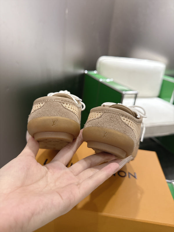 LV Sneakerina Ballerina Flats Beige Mesh Suede 999357