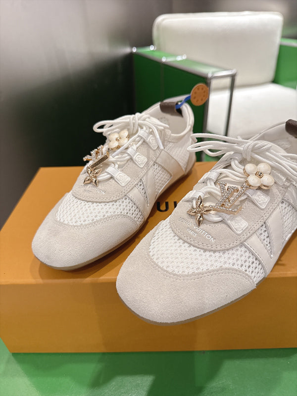 LV Sneakerina Sneaker Cream Mesh Suede 999355