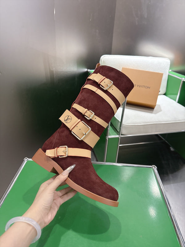 LV Amiral Flat Boots Brown Suede 999314