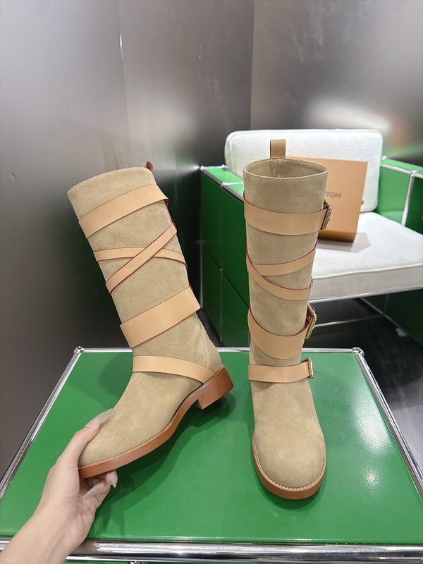 LV Amiral Flat Boots Beige Suede 999312