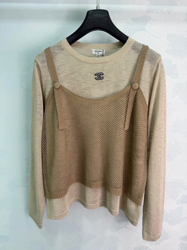 CC Layered Mesh Overlay Top Wool 426061