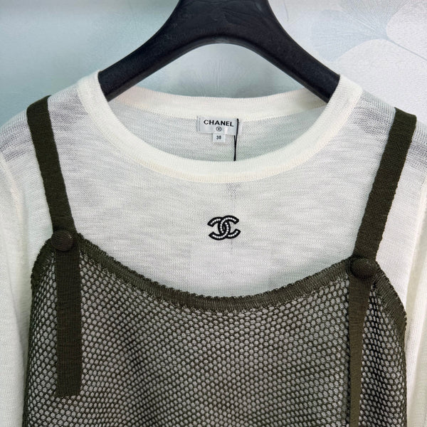 CC Layered Mesh Overlay Top Wool 426061