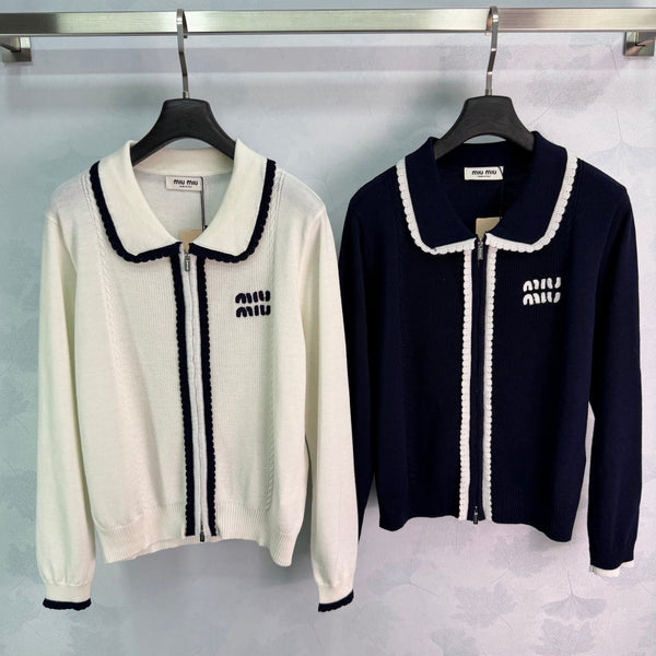Miu Knit Zip-Up Cardigan Wool 426087