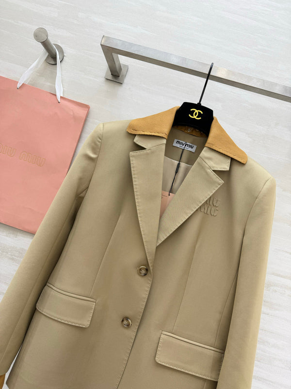 Miu Tailored Blazer Knit Collar Cuffs 427472