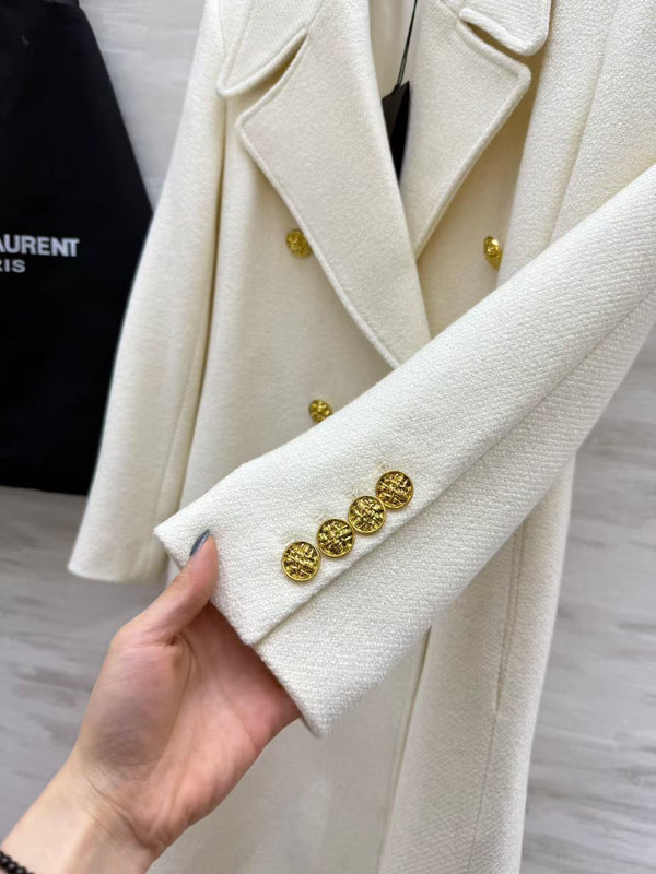 YSL Double-Breasted Coat Wool 427452