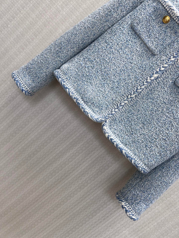 CE Jacket Braided Trim Light Blue Wool 430378