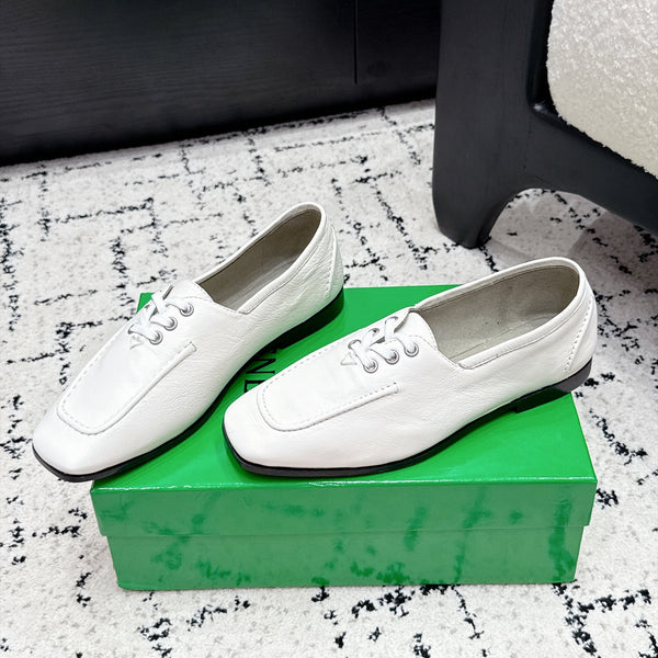 BV 26W Lace-Up Loafers Square Toe Vintage Oil-Waxed Calfskin 139794