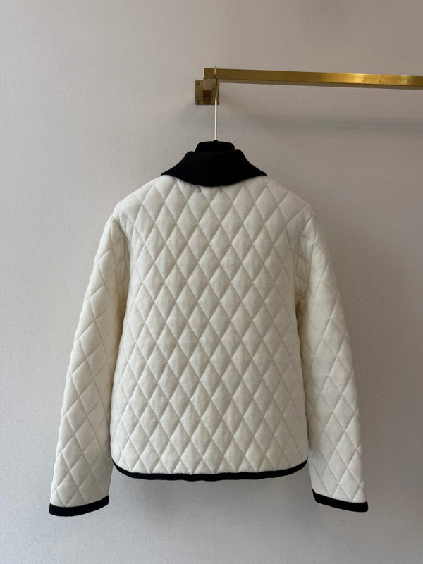 CC 26S Diamond Jacket Contrast Collar Patch Pockets Cashmere 433534