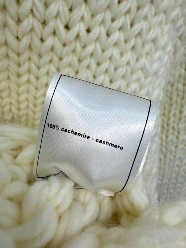 CC 26S Chunky Knit Zip-Up Cardigan Shawl Collar Pockets Cashmere 433509