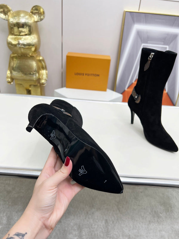 Louis Vuitton Legacy Ankle Boots Monogram Black Suede 140782