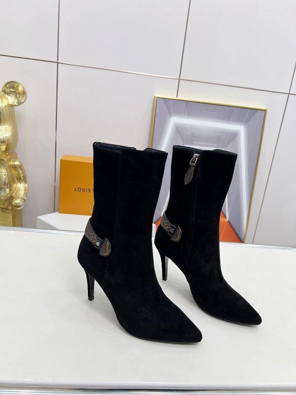 Louis Vuitton Legacy Ankle Boots Monogram Black Suede 140782