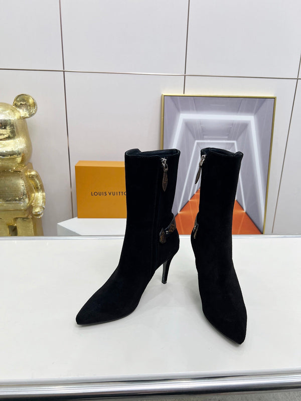 Louis Vuitton Legacy Ankle Boots Monogram Black Suede 140782