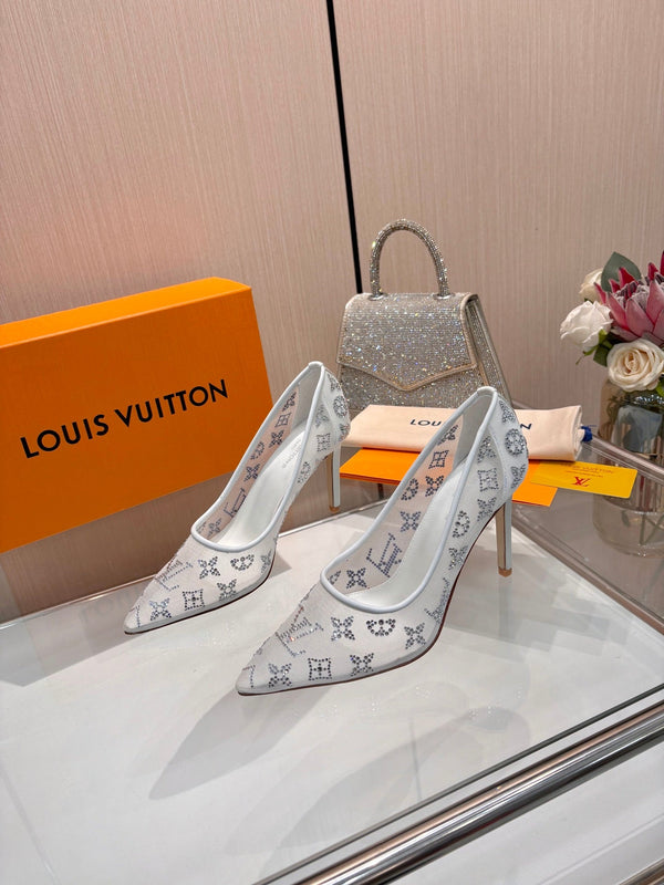 LV 2026 Gala Pumps 10cm Rhinestone Mesh 140736