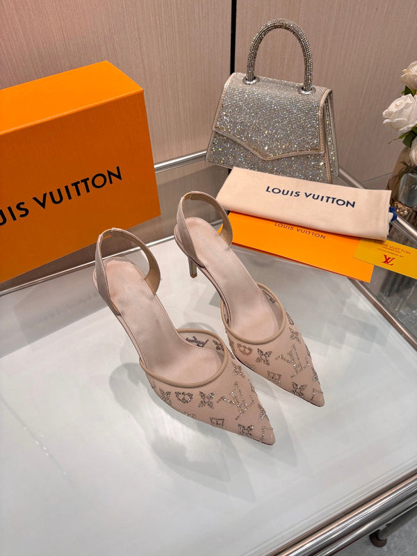 LV 2026 Gala Slingback Heels 6.5cm Imported Mesh 140733