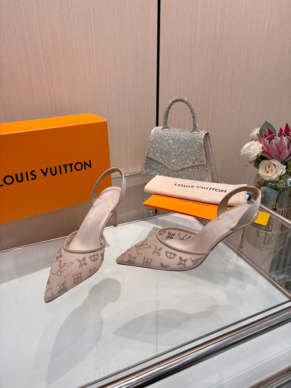 LV 2026 Gala Slingback Heels 6.5cm Imported Mesh 140733