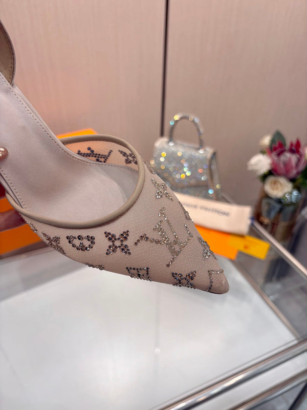 LV 2026 Gala Slingback Heels 6.5cm Imported Mesh 140733